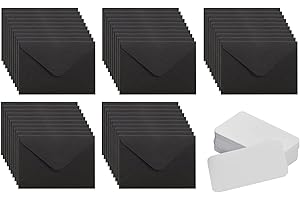 50 Pcs Mini Envelopes (4x2.8in) + 50 White Cards (2.08x3.52in) /Premium Blank Stationery Set for Wedding Invites, Business Ca