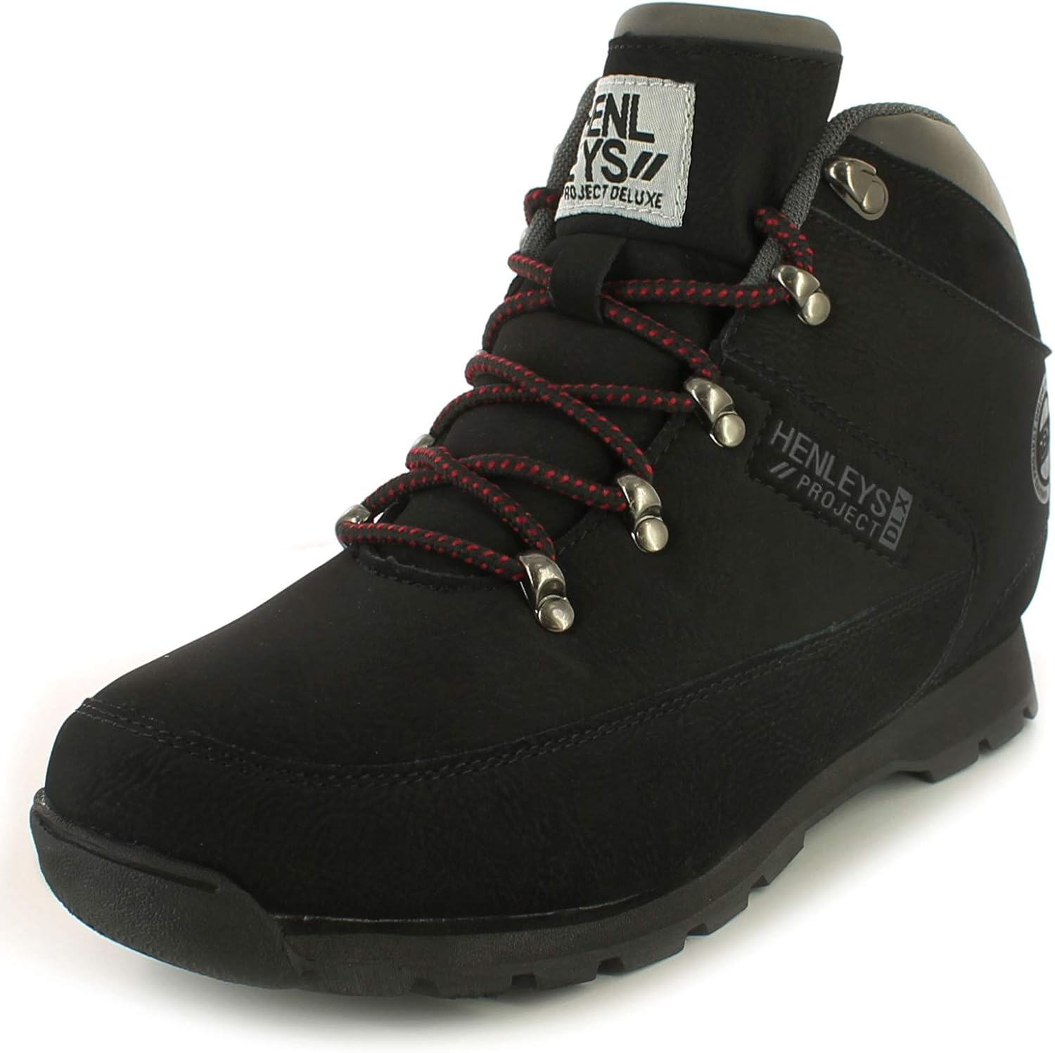 HENLEYS Hiker Boot Mens Synthetic Material Boots Black 12 UK Amazon