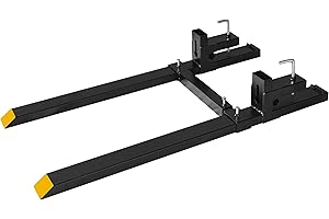NEWPEAS 60" Clamp-On Pallet Forks, 4000-Lb Capacity, with Adjustable Stabilizer for Heavy-Duty Tractor Bucket, Skid Steers, and Loaders (4000 Lbs, 60 Inches).