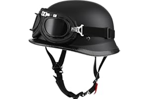 Yesmotor Helmet Half Shell German Motorcycle Helmet with Cycling Glasses - DOT Approved