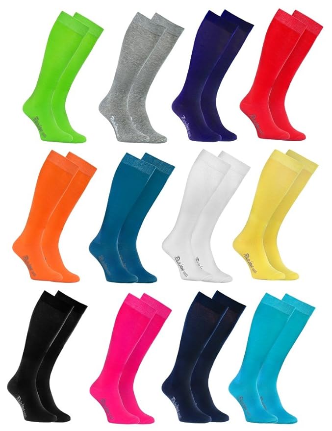 Rainbow Socks Bunte KNIESTRÜMPFE Gekämmte BAUMWOLLE, Modern Lange Socken MULTIPACK für Jeden Tag, Bequem und Fein|für Frauen 