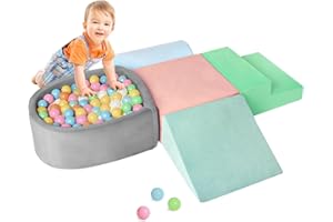 HHH HIKECUCAN Climbing Toys for Toddlers 1-3 Inside, Soft Foam Climb Blocks & Ball Pit for Baby,5-Piece Baby Climbing Crawling Toys Activity Play Set(Balls Not Included)