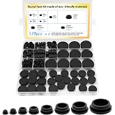 125Pcs Black Rubber Plug Box, Various Sizes of Round Hole Silicone Tool, Rubber Plugs for Round Holes, Silicone Plugs Suitable for Car Wiring Furniture