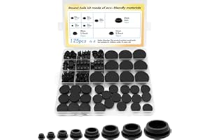 125Pcs Black Rubber Plug Box, Various Sizes of Round Hole Silicone Tool, Rubber Plugs for Round Holes, Silicone Plugs Suitabl