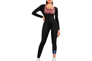 Junlan Full Body Sauna Suit for Women Sweat Jumpsuit Waist Trainers for Women Belly Fat Workout Sweat Suit