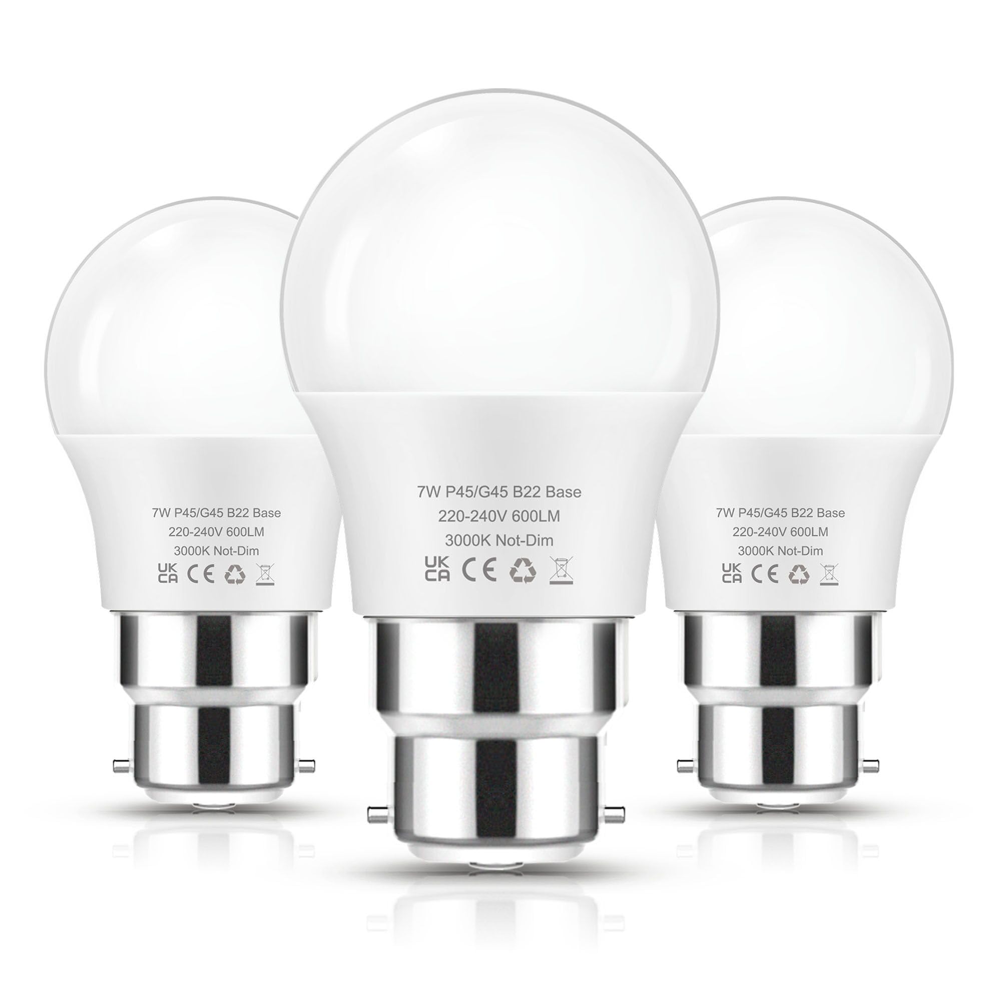 Flaspar Bayonet Light Bulb 60W, 7W B22 LED Bulbs Bayonet Cap Warm White 3000K, G45 P45 Energy Saving Golf Ball Lightbulbs, Non-dimmable, 3 Pack โ image 1