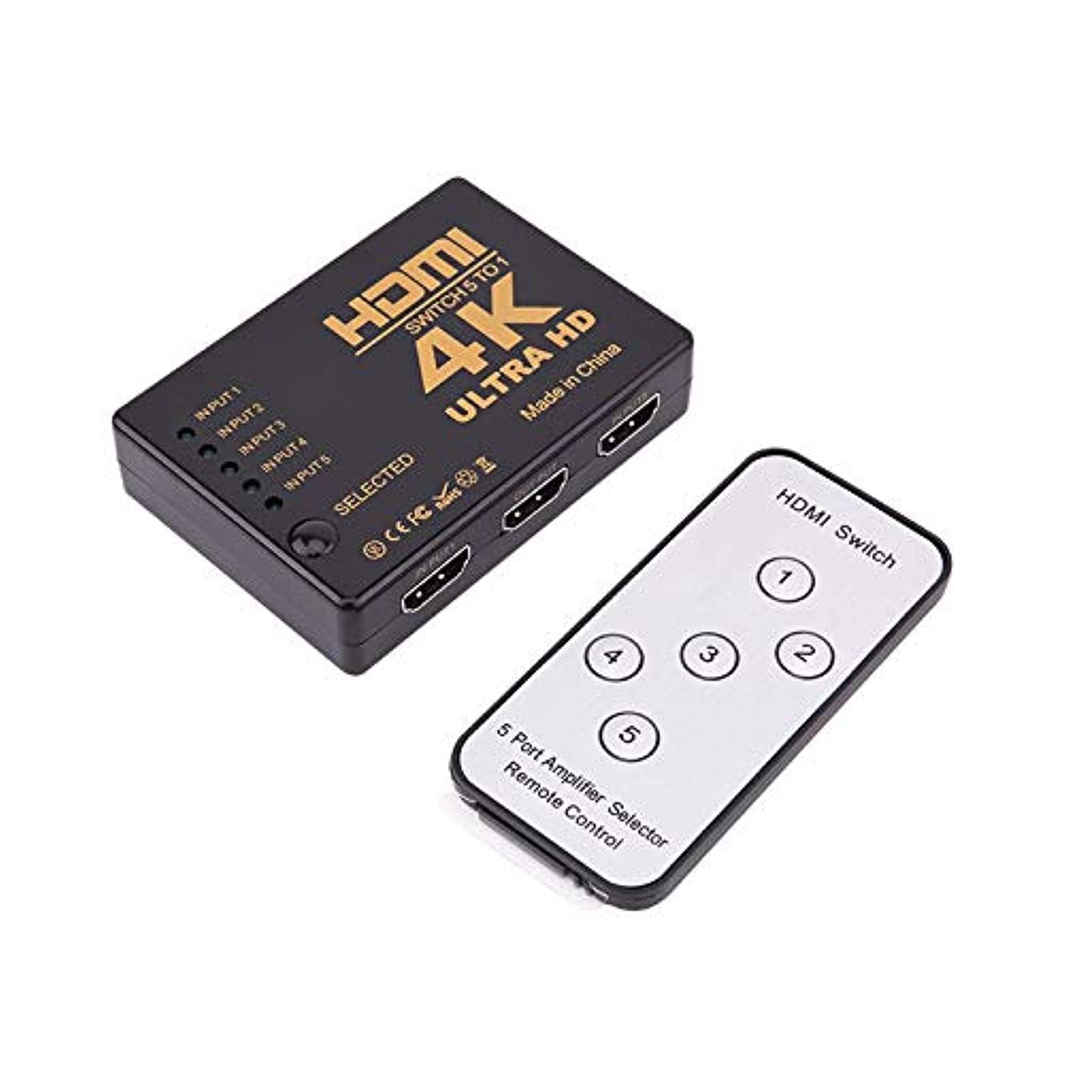 Tec-Digi HDMI Splitter Ultra HD 4K*2K HDMI 5x1 Switch HDMI 5 In 1 Out Switch With Cable & Remote Control 5 Port Support :Computer,HD Set Top Box,DVD,PC,HDTV,HD Projector, LCD,HD1080p 3D & PS4