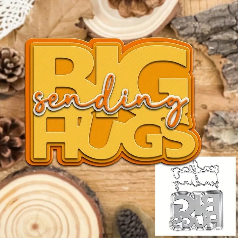 Love Sending Big HUGS Titles Words Greeting Card Metal Die Cuts,Sunflower Flower Leaf Cutting Dies Cut Stencils DIY Scrapbooking Decorative Embossing Paper Scrapbooking Card Making
