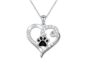 Ladytree S925 Sterling Silver Puppy Dog Cat Pet Paw Print Pendant Necklace 18 inches