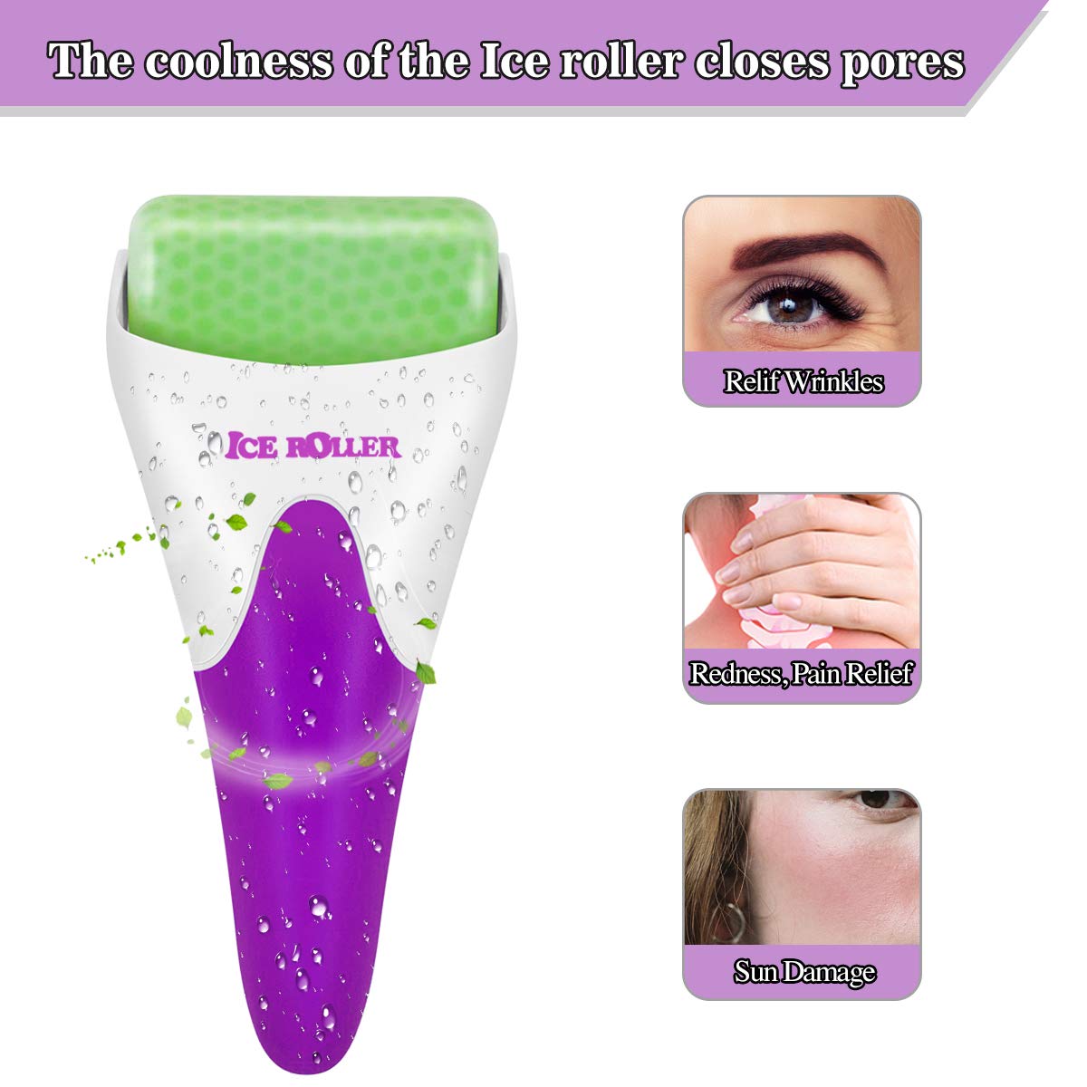 Fronnor Ice Roller for Face,Eyes,Mothers Day Gifts Idea,Therapeutic Cooling to Tighten Brighten Complexion and Reduce Wrinkles,Massager Under Eye Puffiness,Migraine and Pain Relidf (Purple): Beauty