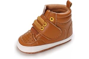 Sekantrol Newborn Baby Boys Girls First Walker Crib Shoes Soft Rubber Sole Infant Sneakers Fashion High-Top Non-Slip Toddler Oxford Dress Moccasins