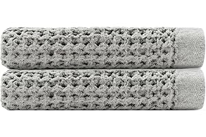 ONSEN Supima Waffle Hand Towel 2 Pack - Luxury Cotton Towels - Quick Dry, Soft, Absorbent, Lightweight Spa Towels for Bathroo