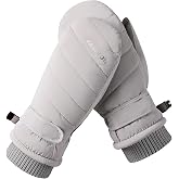 HinyBoeh Winter Ski Mittens for Womens Waterproof Snow Gloves Warm Touchscreen Mittens for Cold Weather Snowboarding
