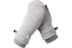 HinyBoeh Winter Ski Mittens for Womens Waterproof Snow Gloves Warm Touchscreen Mittens for Cold Weather Snowboarding