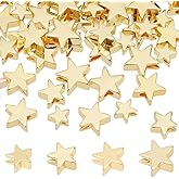 PH PandaHall 64pcs 14K Gold Star Beads, 4 Sizes Brass Star Spacer Beads Long Lasting Loose Beads for Necklace, Bracelet, Earring Jewelry DIY Craft Valentine, Mothers Day, Thanksgiving