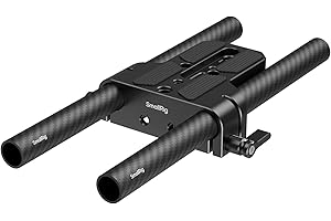 SMALLRIG Camera Base Plate Kit with 15mm LWS Rod Rail Clamp, Carbon Fiber 15mm Rods (8'' / 20cm), for Sony A6500 A6600 A6300,