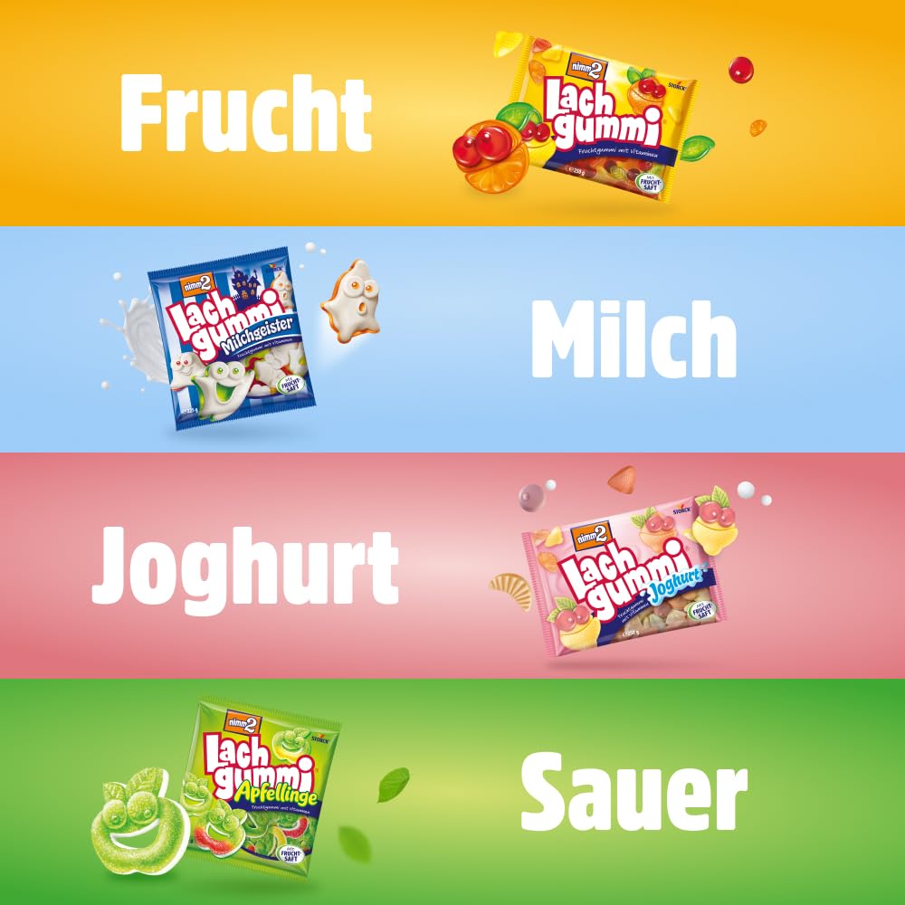 nimm2 Lachgummi Happies – 1 x 325 g – Fruchtgummis mit Fruchtsaft und Vitaminen – Süßigkeit in sechs Geschmacksrichtungen 7