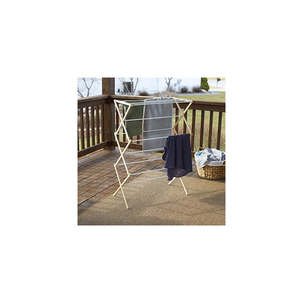 Household Essentials 5001 Collapsible Folding Wooden Clothes Drying