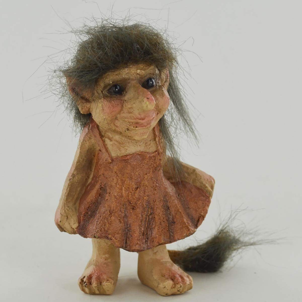 Prezents.com Lady Troll Holding Dress Sculpture Small Novelty Gift Unique Home Fantasy Home Decor H8cm