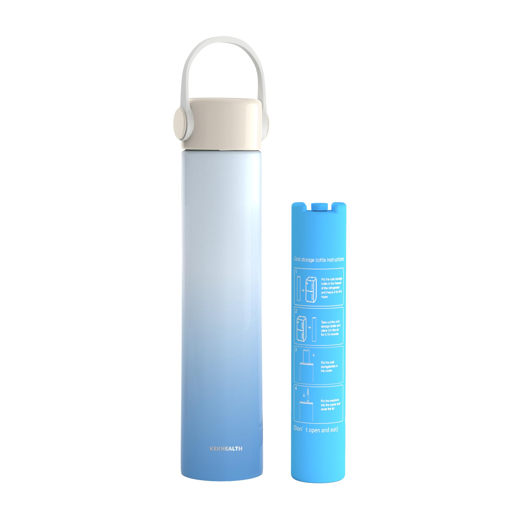 KEKHEALTH 16H Insulin Pen Cooler Travel Case, Medicine Cool Bag with QR Medical Travel Tag, EpiPen Carry Case Diabetic Travel Kits with Biogel Ice Pack, TSA Approved(Azure)