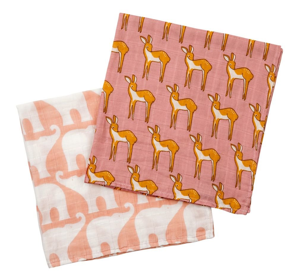Milkbarn Organic Cotton Burp Cloths "Blue Buck/Orange Fox