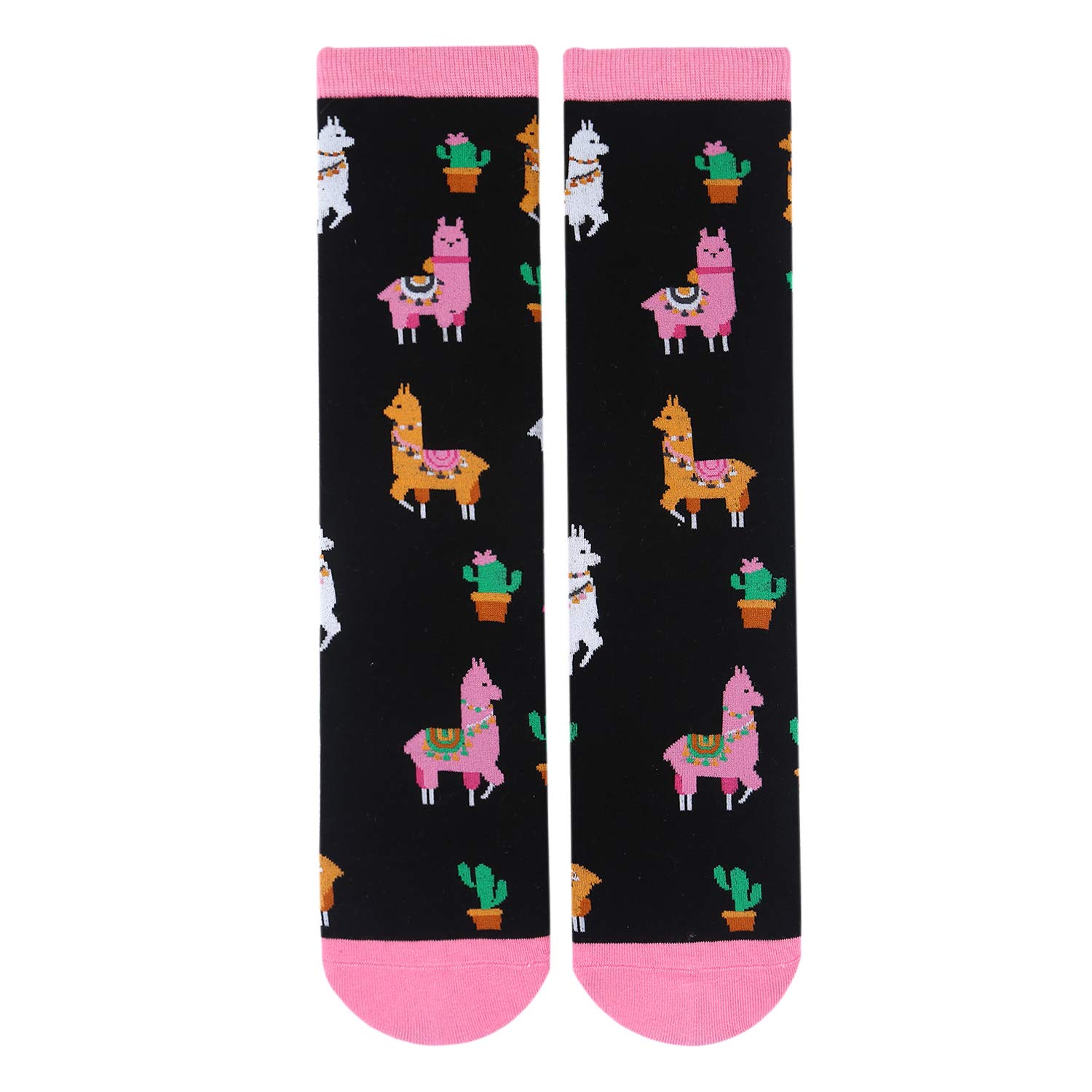 Womens Novelty Llamas Crew Socks Crazy Funny Cactus Casual Animals Dress Socks