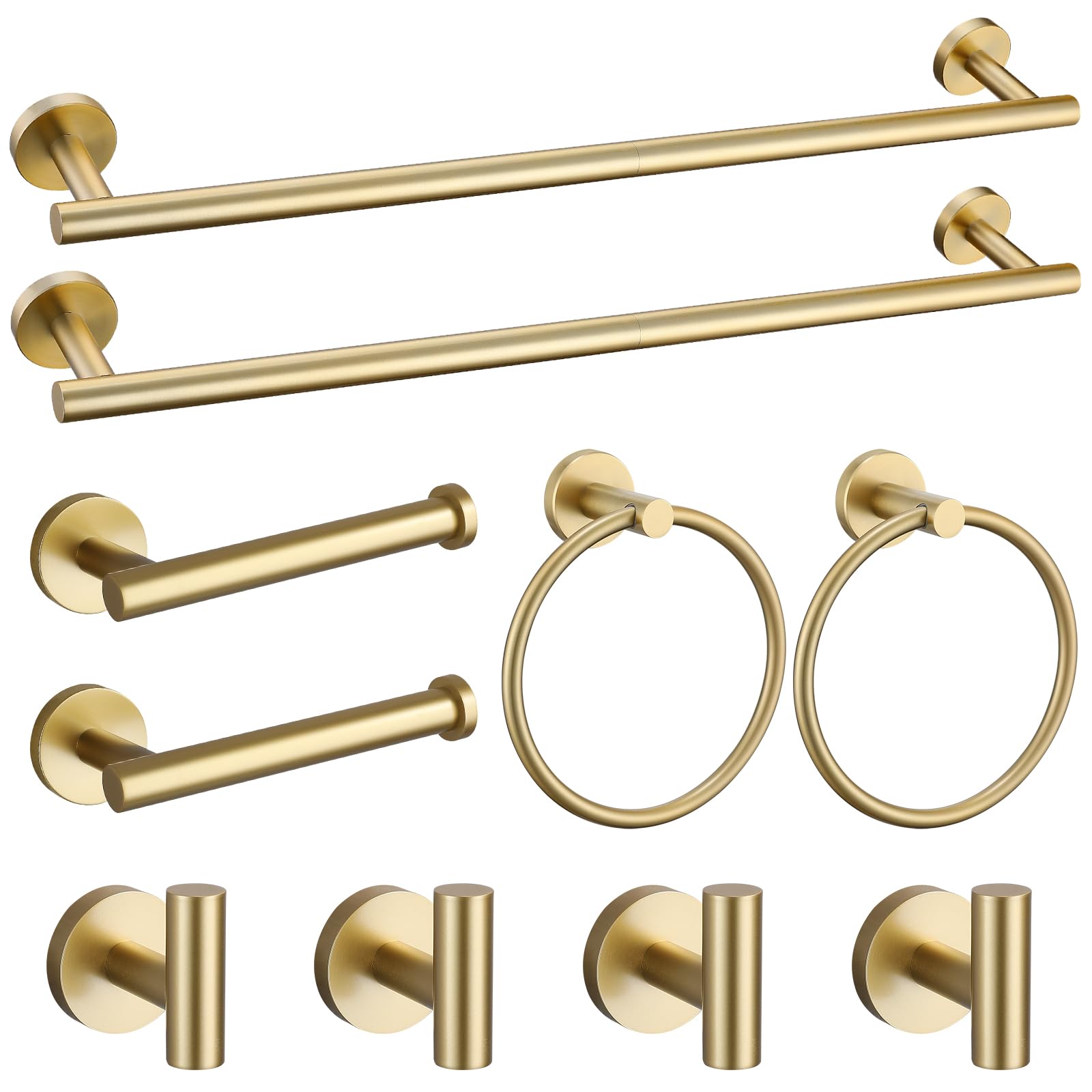 Photo 1 of Brushed Gold Towel Bar Set 10 Pieces Bathroom Hardware Accessories Set Towel Rack Set for Bathroom SUS304 Stainless Steel Toilet Paper Holder Wall Mounted, 23.6 Inch