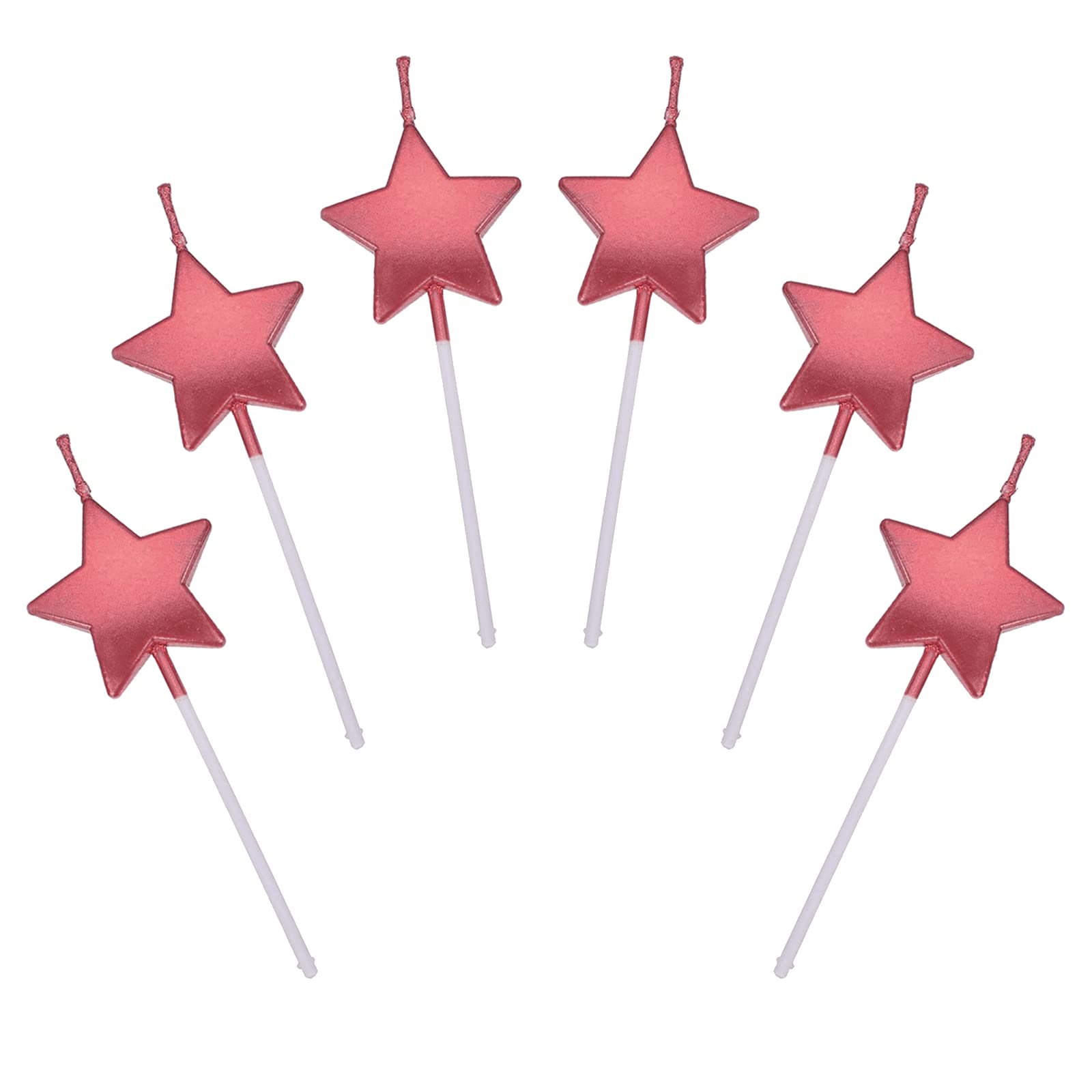 Star Birthday Candles,6 Pcs Metallic Cake Candles for Birthday Wedding Party Cupcakes Topper Decorations,Red