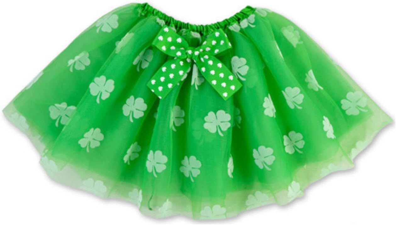 Rush Dance Ballerina St Patrick's Day Green & White Shamrock Clover Costume Tutu