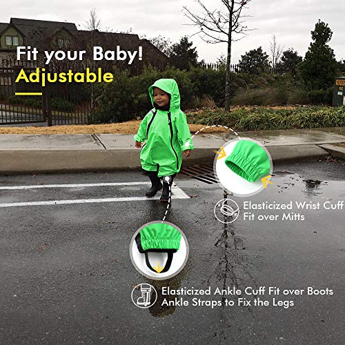 HAPIU Kids Toddler Rain Suit Muddy Buddy Waterproof Coverall,Green,3T,Original