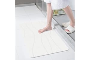 THMINS Extra Large Stone Bath Mat, 32''x20'' Non-Slip Diatomaceous Earth Stone Bath Mat, Super Absorbent Quick Drying for Bat