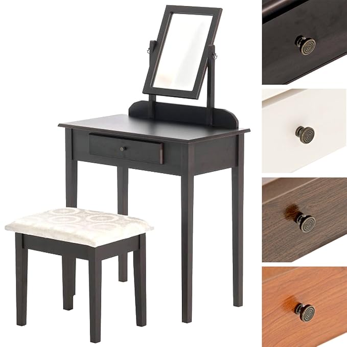 title=CLP Toeletta Trucco DIANA in Legno | Specchiera da Trucco con Panchetto | Tavolo