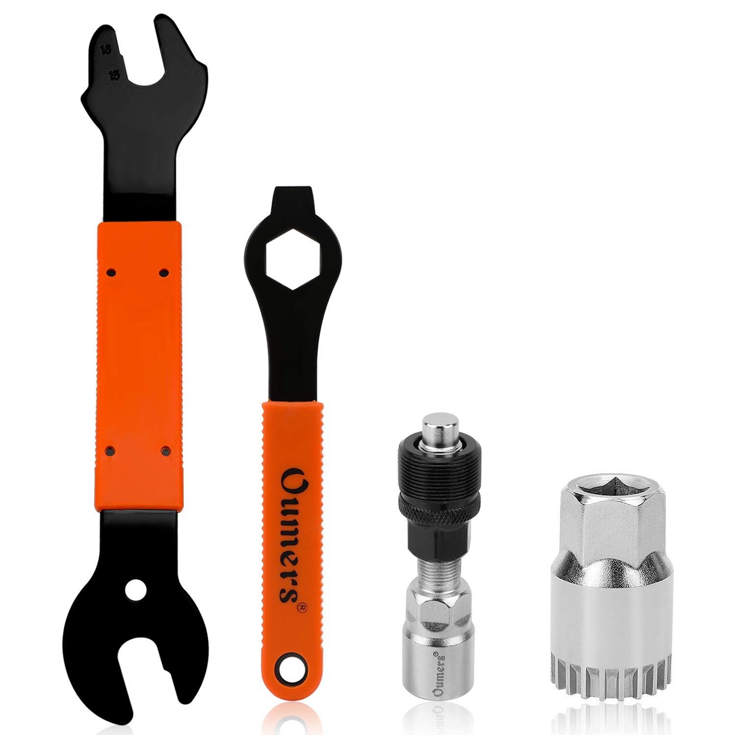 QKURT Bike Pedal Wrench+Bike Crank Extractor + Bike Bottom Bracket Remover + 16mm Spanner Wrench, 4 PCS Professional Bicycle Pedal and Crank Arm Removal Tool