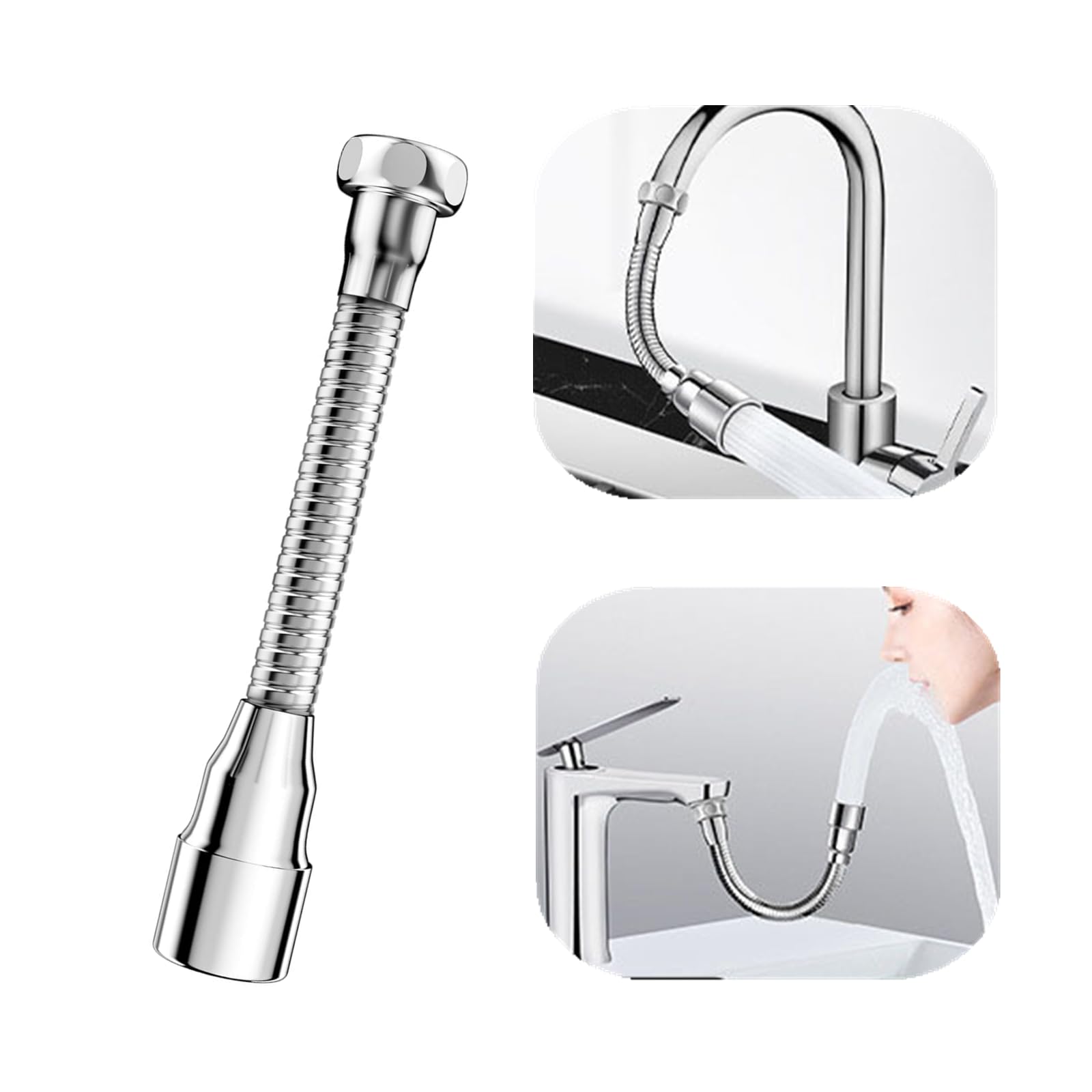 Faucet Extender with 360° Rotation Professional Tap Extender Tap Extension Stainless Steel Kitchen Faucet Aerator Extender for Kitchen,Efficient Water Saving(14 cm,Silver)