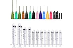 BSTEAN Syringe Blunt Tip Needles Caps Refilling and Measuring Liquids, Adhesives, Oil or Glue Applicator (5ml, 10ml, 20ml)