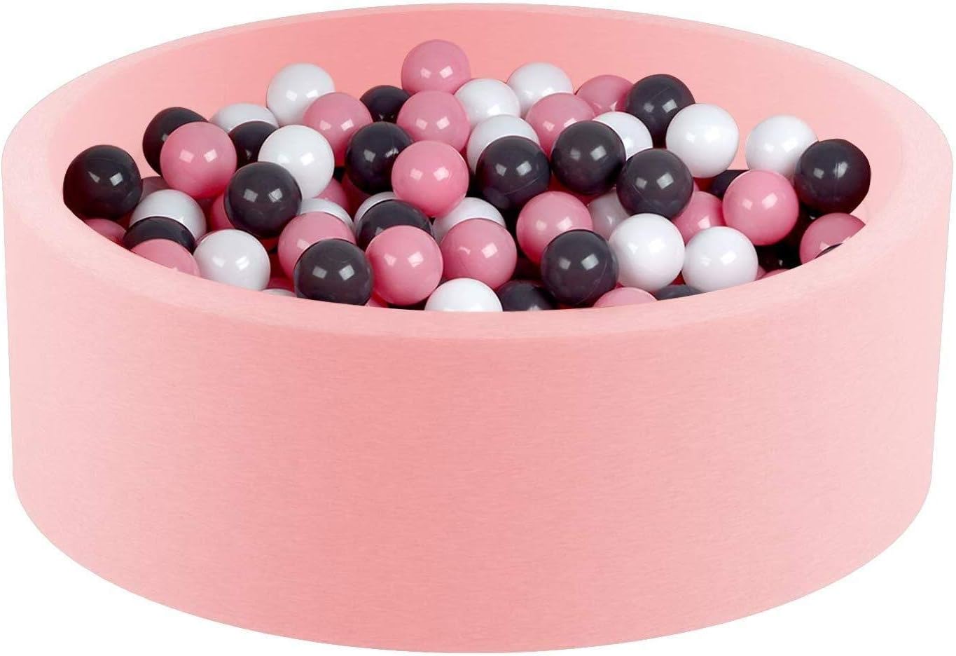 CattleBie Baby Kids Children Ball Pit With 200 Balls, 90 X 30cm / 200 Balls & Empty; 7Cm, Soft Toddler Play Round Ball Pool For Indoor And Outdoor (Color : Pink Pool-Pink/Grey/White Balls)