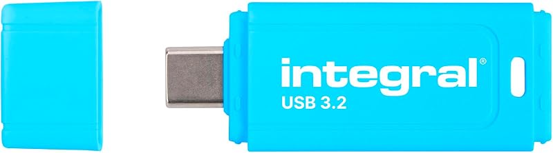 Integral Neon-C 64GB USB 3.2 Gen 1 Type-C Flash Drive Neon Blue