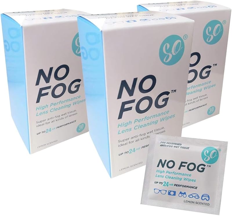 SO No Fog Anti-Fog Wipes 90 Pack for Steamed Up Glasses Lens Cleaning