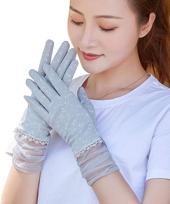 Baeoy Sunscreen Touch Screen Gloves Women's Summer Lace UV Protection