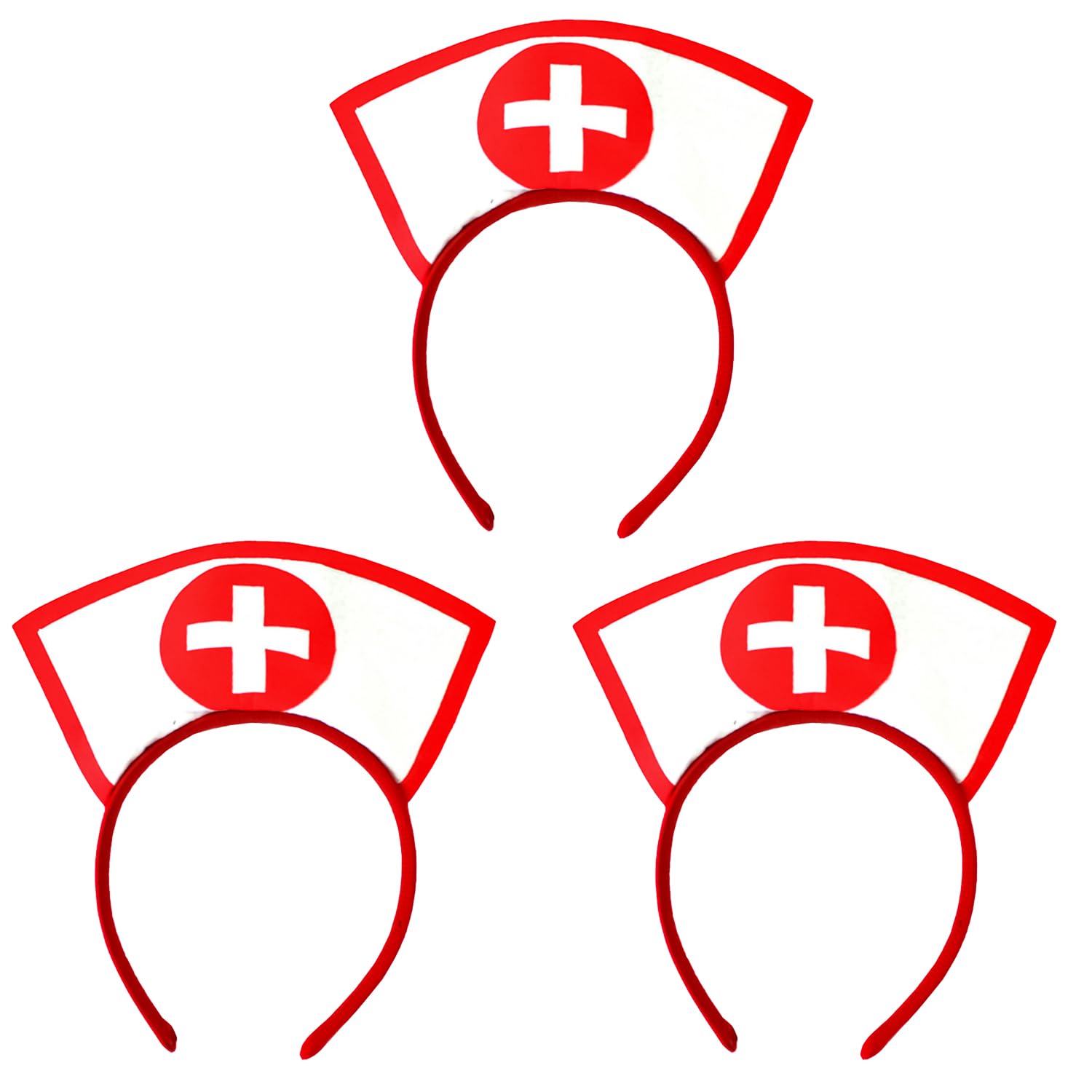 RmKbe 3pcs Halloween Nurse Hat Headband Womens Girls Hairband Nurse Dressing Up Props for Halloween Cosplay Party Fancy Dress Hair Accessories