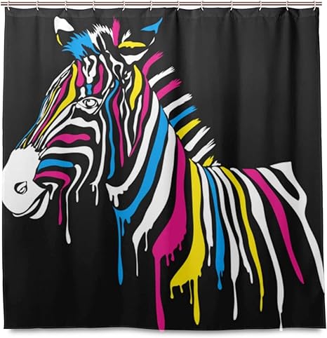 Amazon Patinisa 防水シャワーカーテン ゼブラ色のストライプ黒の背景の要約 浴室 目隠し 間仕切り取付簡単 カーテンリング付属 おしゃれ バスカーテン 180ｘ180cm シャワーカーテン ホーム キッチン オンライン通販