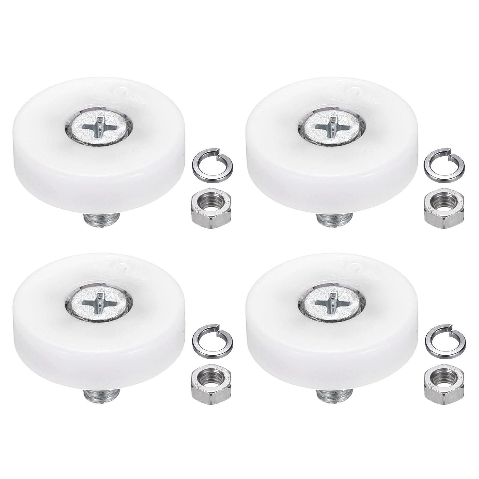 PATIKIL 25mm Drawer Rollers, 4 Set Nylon Positioning Pulleys Small Drawer Pulley Replacement Wheel with Spring Washer and Nut for File Cabinet Slides, White