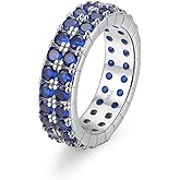 Cranmaida Sterling Silver Birthstone Stackable Ring Eternity Bands for Women | 6mm Stackable Rings Cocktail Jewelry for Women Wife Her