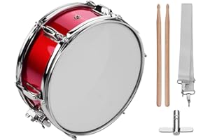 Sunydog 12inch Snare Drum, Snare Drum Head with Drumsticks Shoulder Strap Drum Key for Student Band, Snare Drum Set for Students (Red)