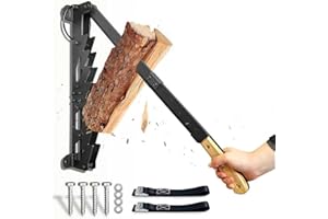 VDSFAND 3-in-1 Wall Mounted Kindling Splitter for Wood Portable Metal Manual Fire Wood Kindling Splitter Hand Sturdy Firewood Cutter Heavy Duty Firewood Log Splitter Crackers Wedge for Indoor or Outdoor