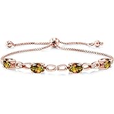 Gem Stone King 4.82 Ct Mango Mystic Topaz E-F Lab Grown Diamond 18K Rose Gold Plated Silver Bracelet For Women