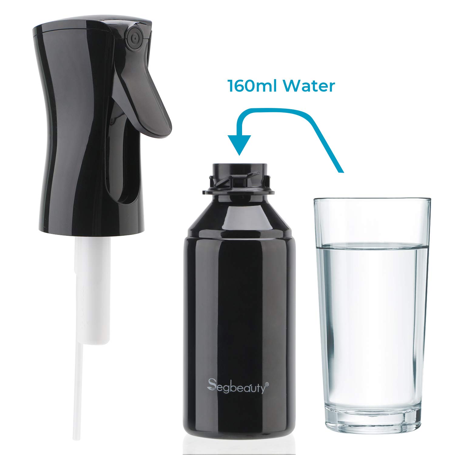 Hair Spray Bottle, Segbeauty 160ml Continuous Fine Mist Sprayer, 5.4oz Salon Spray Hair Mister, Empty Plastic Water Squirt Bottle for Curly Hair, Hair Cutting, Barber, Stylist, Cleaning, Plant: Beauty