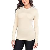 HUGE SPORTS Thermal Shirts for Women Long Sleeve Fleece Tops Workout Running Base Layer Slim Fit Cold Weather Gear