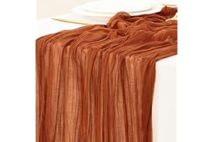Socomi Fall Thanksgiving Table Runner Cheesecloth Table Runner Terracotta 120 inch 10FT Boho Rustic Gauze Table Runner for We