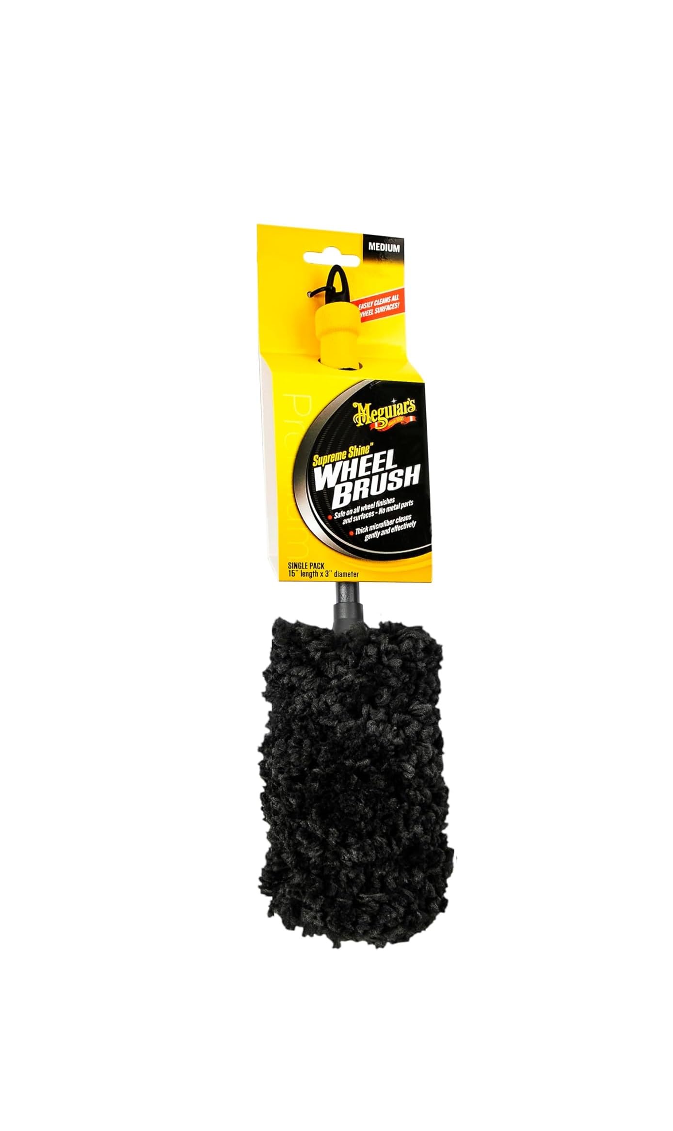 Meguiar's X1902EU Supreme Microfibre Wheel Brush, Medium, Completely Safe Wheel Cleaning, Black